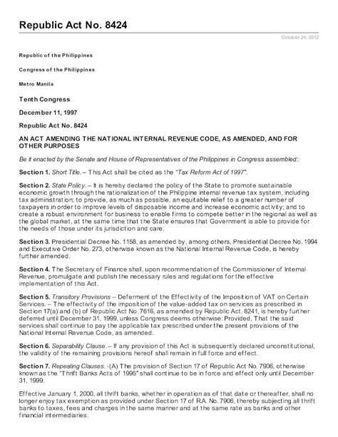 nirc lawphil|Republic Act No. 8424(1) .